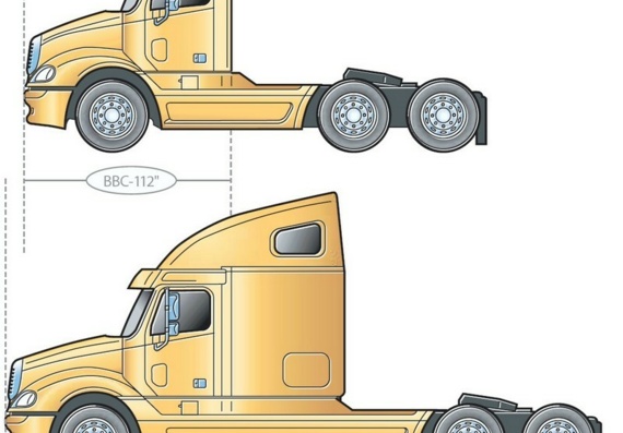 Freightliner Columbia truck drawings (figures)